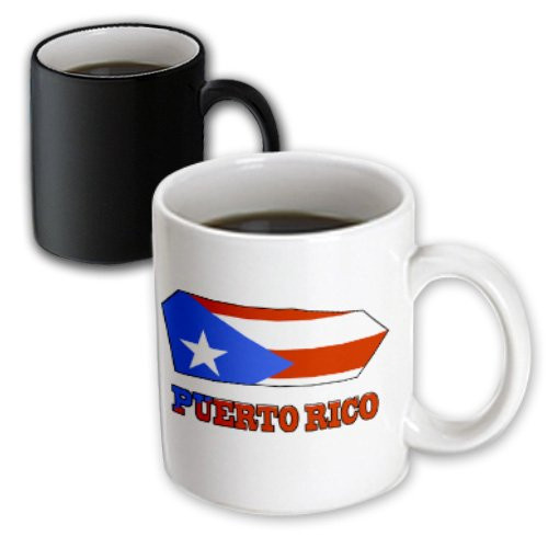 3dRose mug_55483_3"The flag of Puerto Rico in the outline map and name of the country Puerto Rico" Magic Transforming Mug, 11 oz, Multicolor
