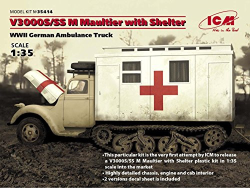 ICM 1/35 Scale V3000S/SS M Maultier with Shelter - WWII German Truck Model Building Kit #35414