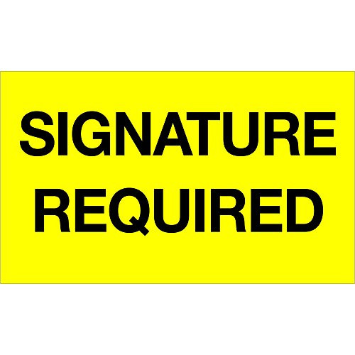 Tape Logic TLDL1218 Labels,"Signature Required", 3" x 5", Fluorescent Yellow, 1 Roll of 500 Labels Tape Logic TLDL1218 Labels,"Signature Required", 3" x 5", Fluorescent Yellow, 1 Roll of 500 Labels
