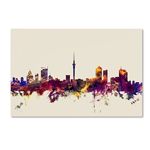 MT0972-C1219GG Auckland New Zealand Skyline by Michael Tompsett, 12x19" ,, Canvas Wall Art