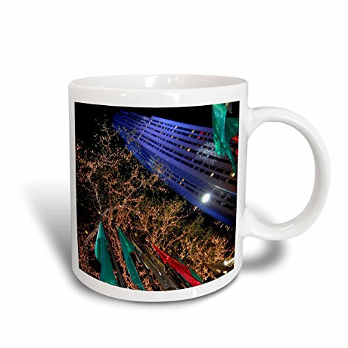 3dRose mug_45488_1 Christmas Lights At Rockefeller Center in New York Looking Up Ceramic Mug, 11-Ounce