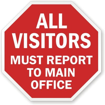 SmartSign "All Visitors Must Report To Main Office" Sign | 18" x 18" Aluminum