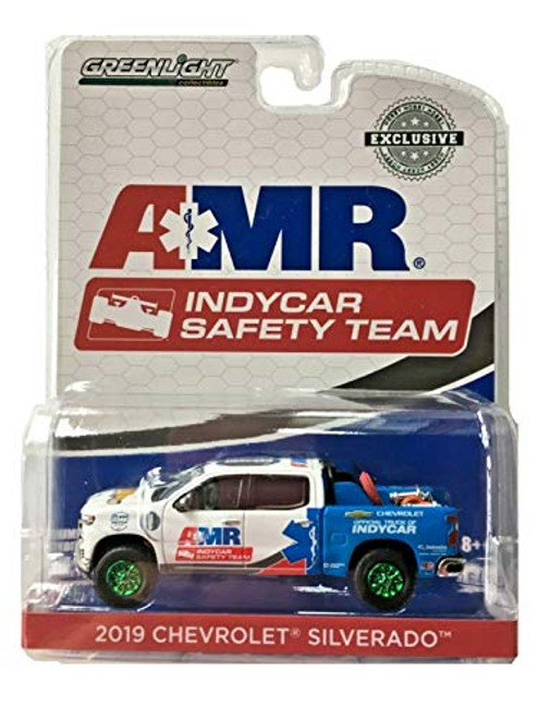 Green Machine 30036 2019 Chevrolet Silverado - AMR IndyCar Safety Team with Safety Equipment in Truck Bed 1:64 Scale Greenlight Chase Green Machine 30036 2019 Chevrolet Silverado - AMR IndyCar Safety Team with Safety Equipment in Truck Bed 1:64 Scale Greenlight Chase