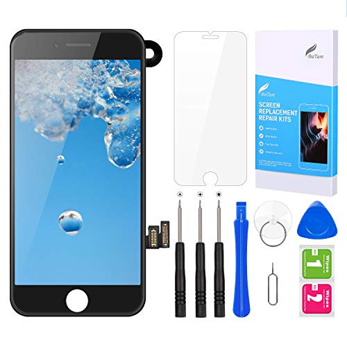 Pre-Assembled Screen Replacement for iPhone 7 Black 4.7, LCD Display Touch Digitizer Replacement with Home Button, Front Camera, Proximity Sensor, Ear Speaker and Repair Tool Kits