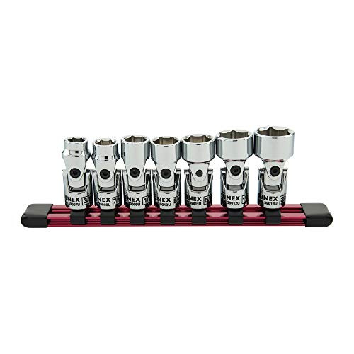 3/8" Drive 7Piece 6 Pt. SAE Universal Socket Set with Rail