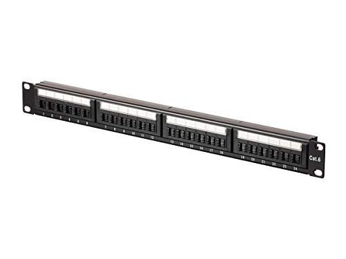 Monoprice Cat6 UTP 1U Patch Panel 24 Port - 19 Inch with Dust Covers for 19" Wide Racks