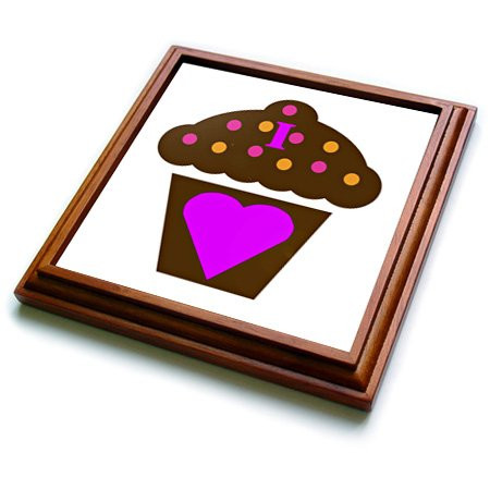 3dRose trv_60642_1 I Love Chocolate Cupcakes Trivet with Ceramic Tile, 8 by 8", Brown