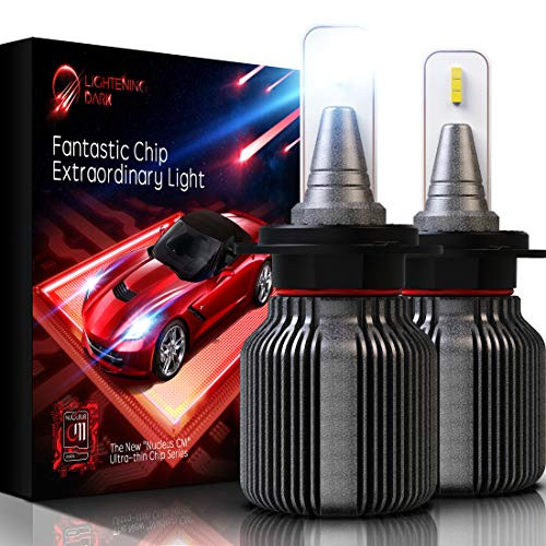LIGHTENING DARK H7 LED Headlight Bulb, Fanless CSP Y19 Chips Conversion Kit - 8000LM & 6500K Xenon White (Pack of 2 Bulbs)