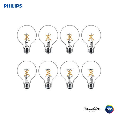 Philips 536557 LED Dimmable G25 Clear X-Filament Glass Light Bulb with Warm Glow Effect