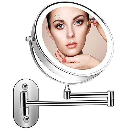 Supersail 1X &10X Magnifying Double Sided Vanity Makeup Mirror with Light and Touch Dimmer, 7.9 inch, Wall Mount, Round, Chrome Supersail 1X &10X Magnifying Double Sided Vanity Makeup Mirror with Light and Touch Dimmer, 7.9 inch, Wall Mount, Round, Chrome
