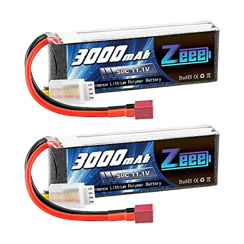 Zeee 11.1V 50C 3000mAh 3S RC Lipo Battery with Deans Connector for RC Airplane RC Helicopter RC Car RC Truck RC Boat UAV Drone FPV(2 Pack)