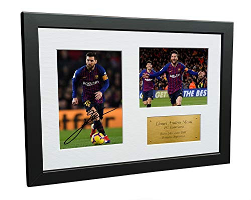 Kitbags & Lockers 12x8 FC Lionel Messi Barcelona Signed Autographed Photo Photograph Picture Frame Soccer Gift A4