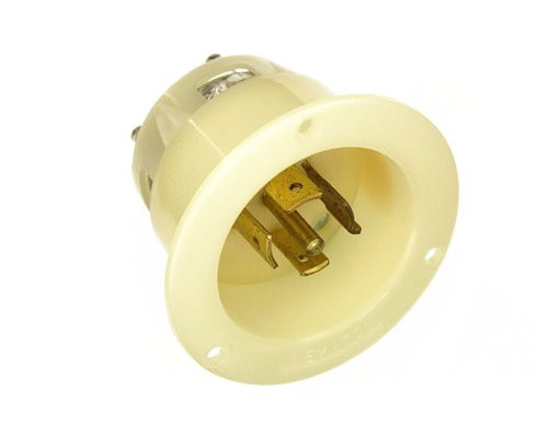 Leviton 2545 20 Amp, 347/600 Volt- 3PY, Flanged Inlet Locking Receptacle, Industrial Grade, Grounding, White Leviton 2545 20 Amp, 347/600 Volt- 3PY, Flanged Inlet Locking Receptacle, Industrial Grade, Grounding, White