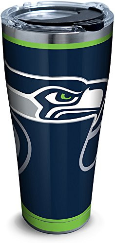 Tervis 1299910 NFL Seattle Seahawks Rush Stainless Steel Tumbler With Lid, 30 oz, Silver