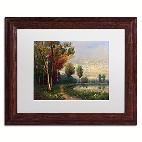 Landscape with a Lake by Daniel Moises, White Matte, Wood Frame 11x14-Inch