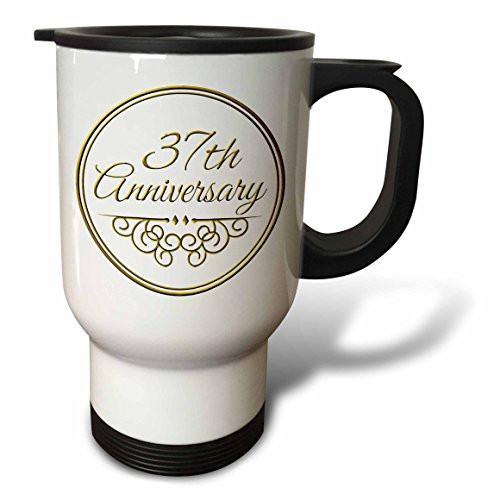 3dRose tm_154479_1"37Th Anniversary Gift Gold Text For Celebrating Wedding anniversaries Stainless Steel" Travel Mug, 14 oz, Multicolor 3dRose tm_154479_1"37Th Anniversary Gift Gold Text For Celebrating Wedding anniversaries Stainless Steel" Travel Mug, 14 oz, Multicolor