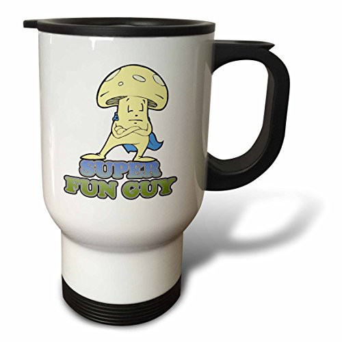 3dRose Super Fun Guy Fungi Mushroom Stainless Steel Travel Mug, 14-Ounce
