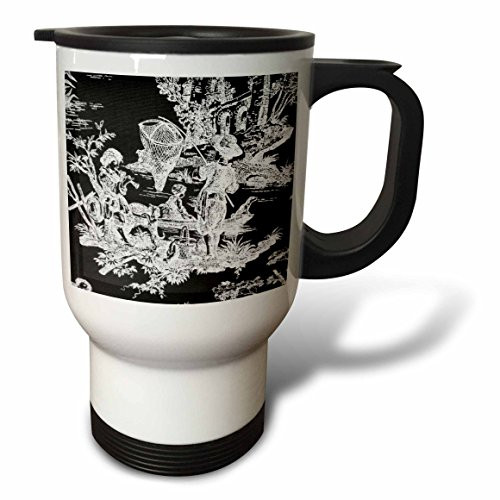 3dRose tm_28350_1" French Toile Stainless Steel" Travel Mug, 14 oz, Multicolor