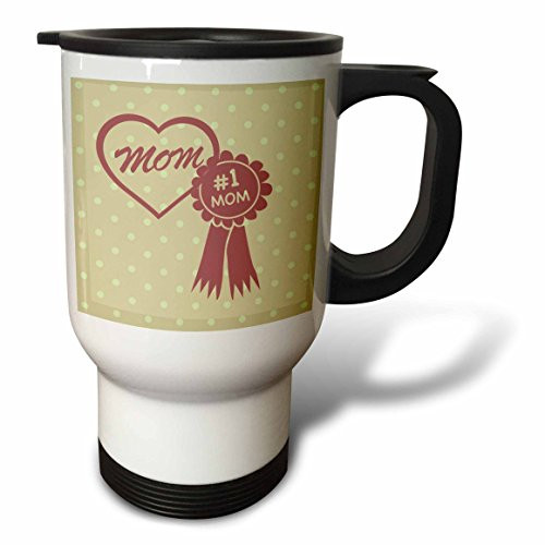3dRose Number One Mom Mothers Day Inspirations Travel Mug, 14-Ounce, Stainless Steel