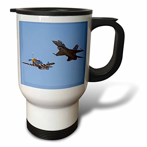 3dRose P-51 Mustang Plane Stainless Steel Travel Mug, 14-Ounce
