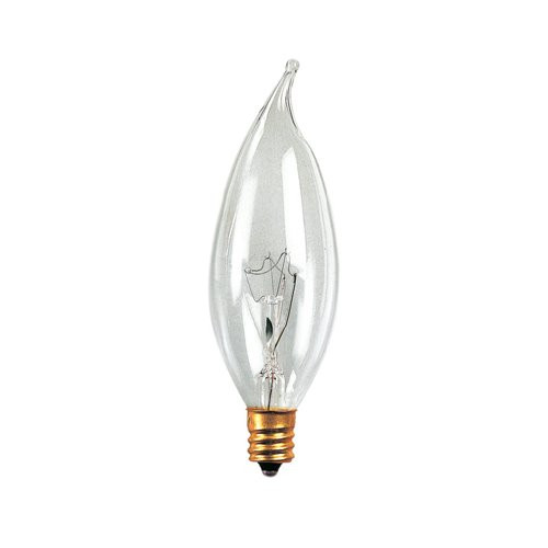 Bulbrite 40CFC/25/2 40-Watt 120-Volt Incandescent Flame Tip Chandelier Bulb, 25mm, Clear