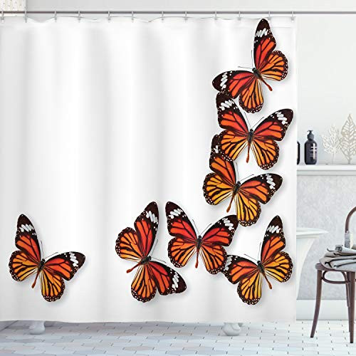 Ambesonne Butterflies Shower Curtain, Monarch Butterfly Flying Frame Insect Exotic Weather, Cloth Fabric Bathroom Decor Set with Hooks, 84" Long Extra, Dark Brown Ambesonne Butterflies Shower Curtain, Monarch Butterfly Flying Frame Insect Exotic Weather, Cloth Fabric Bathroom Decor Set with Hooks, 84" Long Extra, Dark Brown