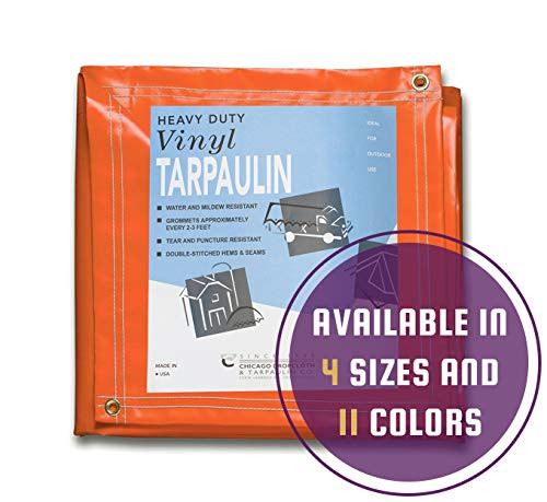 CCS CHICAGO CANVAS & SUPPLY Heavy Duty Vinyl Tarp (5 feet x 7 feet, Orange)