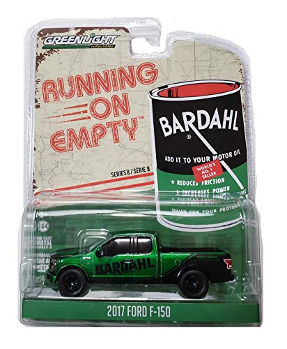 Green Machine 41080-F Running on Empty Series 8-2017 Ford F-150 - Bardahl 1:64 Scale Greenlight Chase