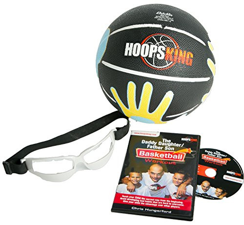 HoopsKing Father Son/Daughter Youth Basketball Training Pack with Coaching DVD, 27.5 Hands On Ball, Basketball Dribble Goggles