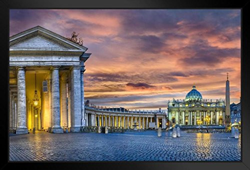 Vatican City St Peters Square Rome Italy Photo Black Wood Framed Art Poster 20x14 Vatican City St Peters Square Rome Italy Photo Black Wood Framed Art Poster 20x14