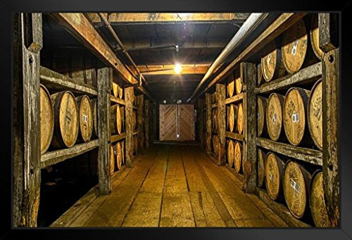 Kentucky Bourbon Being Aged in Barrels Photo Art Print by Black Wood Framed Art Poster 20x14