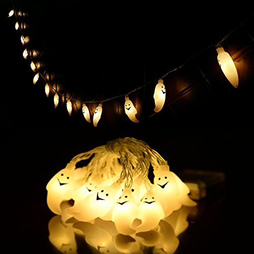 Ghost String Lights,Halloween Ghost Lights,Battery Operated 20 LED Fairy String Light,LED Night Light for Halloween Party Patio ,2M/6.56 Ft,Warm White