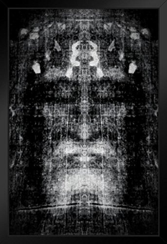 Shroud of Turin Black and White Negative Inspirational Motivational Religious Black Wood Framed Art Poster 14x20