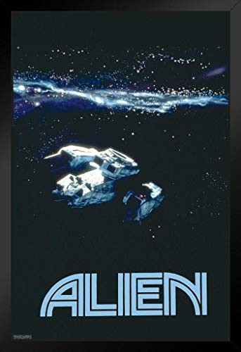 Pyramid America Alien Movie USS Nostromo Ship 1979 Horror Science Fiction Classic Retro Xenomorph Cool Wall Decor Art Print Black Wood Framed Poster 12x18