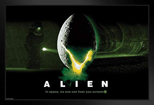 Pyramid America Alien 1979 Xenomorph Egg Crack Eggs Horror Science Fiction Classic Retro Cool Wall Decor Art Print Black Wood Framed Poster 12x18