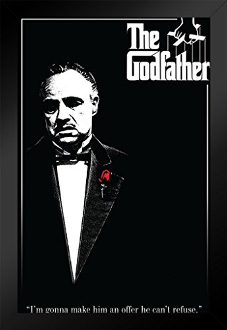 Pyramid America The Godfather Red Rose Movie Black Wood Framed Poster 14x20