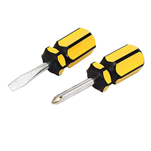 uxcell 6mm Tip Plastic Handle Phillips Slotted Screwdrivers Hand Tool Yellow Black 2 in 1