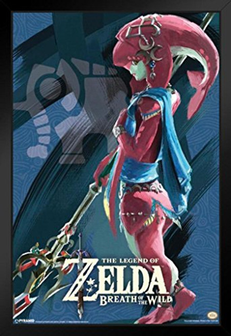 Pyramid America Legend of Zelda Breath of The Wild Vah Ruta Video Game Gaming Black Wood Framed Art Poster 14x20