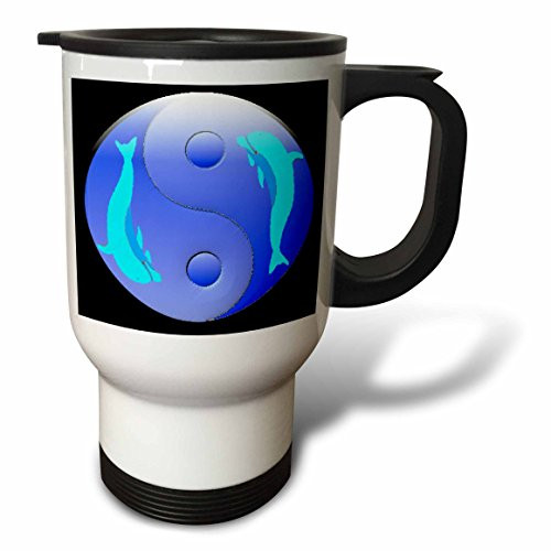 3dRose Ying Yang Dolphin Symbol Stainless Steel Travel Mug, 14-Ounce 3dRose Ying Yang Dolphin Symbol Stainless Steel Travel Mug, 14-Ounce