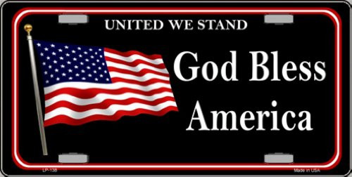 Smart Blonde God Bless America United We Stand Vanity Metal Novelty License Plate Tag Sign Smart Blonde God Bless America United We Stand Vanity Metal Novelty License Plate Tag Sign
