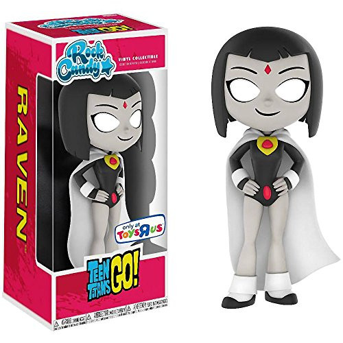 Funko Raven [White Cape] (Toys R Us Exclusive): Teen Titans Go x Rock Candy Vinyl Figure + 1 Official DC Trading Card Bundle [21988]