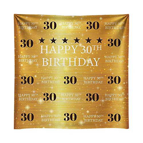 Funnytree 8X8ft Gold 30th Birthday Photography Backdrop Adult Step and Repeat Golden Glitter Shiny Background Thirty Years Old Age Party Decoration Photo Banner Photobooth Props Funnytree 8X8ft Gold 30th Birthday Photography Backdrop Adult Step and Repeat Golden Glitter Shiny Background Thirty Years Old Age Party Decoration Photo Banner Photobooth Props