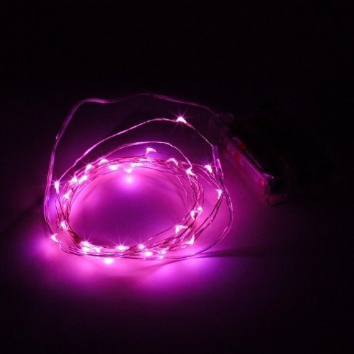 Perfect Holiday 7Ft 20 LEDS Starry String Fairy Lights Copper LED Battery Powered Ultra Thin String Wire, Pink
