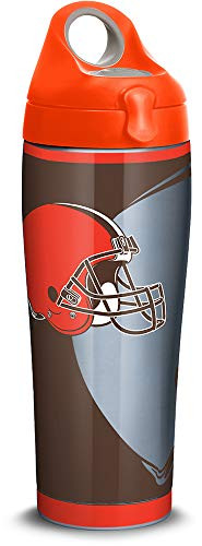 Tervis 1305175 NFL Cleveland Browns Rush Stainless Steel Insulated Tumbler with Orange Lid, 24oz Water Bottle, Silver