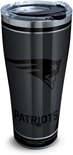 Tervis 1332191 NFL 100-New England Patriots Stainless Steel Insulated Tumbler with Clear and Black Hammer Lid, 30 oz, Silver