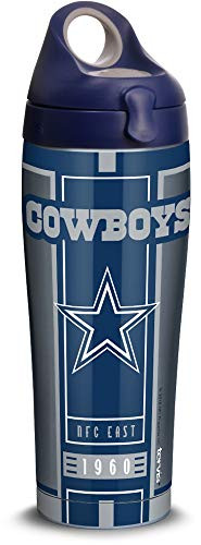 Tervis 1317734 NFL Dallas Cowboys - Blitz Stainless Steel Insulated Tumbler with Navy with Gray Lid, 24 oz Water Bottle, Silver