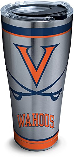 Tervis 1297959 Virginia Cavaliers Tradition Insulated Tumbler with Clear and Black Hammer Lid, 30 oz Stainless Steel, Silver
