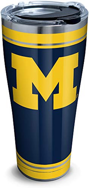 Tervis 1320286 Michigan Wolverines Campus Stainless Steel Insulated Tumbler with Clear and Black Hammer Lid, 30 oz, Silver