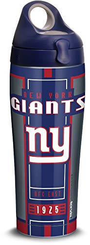 Tervis 1317558 NFL New York Giants - Blitz Stainless Steel Insulated Tumbler with Navy with Gray Lid, 24 oz Water Bottle, Silver