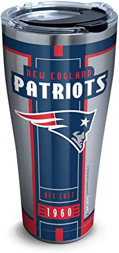 Tervis 1317721 NFL New England Patriots - Blitz Stainless Steel Insulated Tumbler with Clear and Black Hammer Lid, 30 oz, Silver
